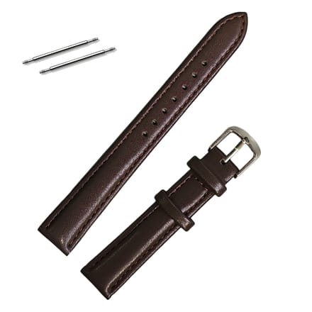 Fako® - Horlogebandje - Echt Leer - Super Soft - 14mm - Donkerbruin