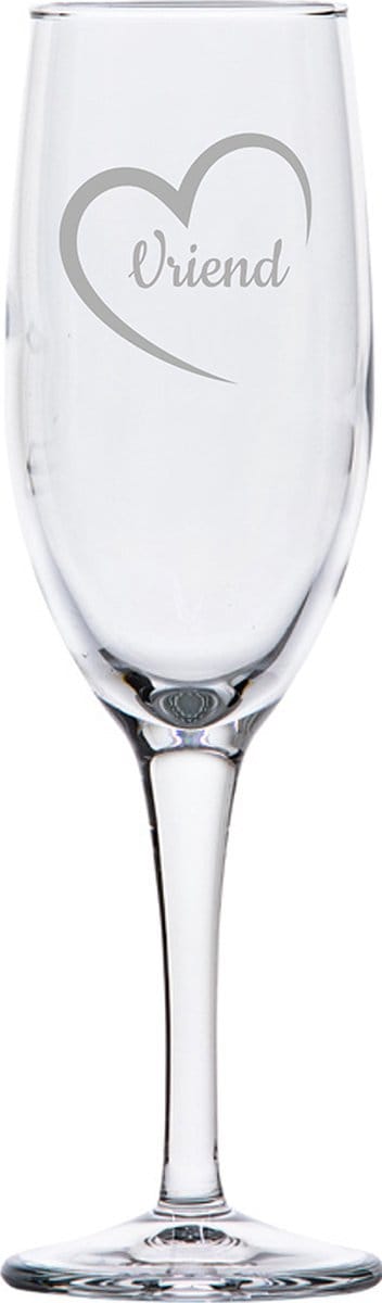Gegraveerde Champagneglas 16,5cl Vriend met hartje