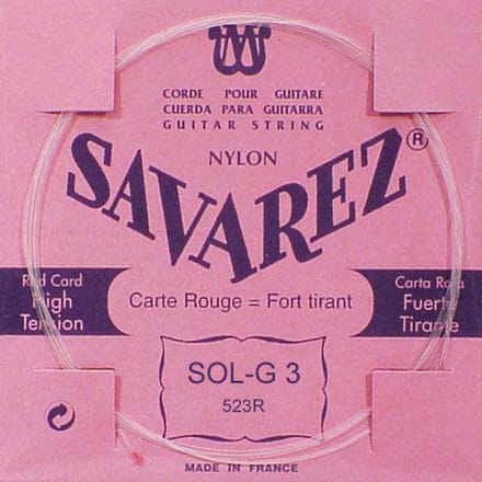 Savarez 523-R G-3 snaar, clear nylon (rouge), from 520-R set, hard tension