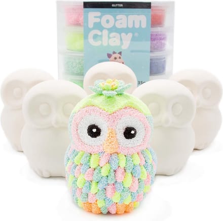 Knutselpakket 6 Spaarpot Uiltjes versieren - Kinderfeestje - Foam Clay