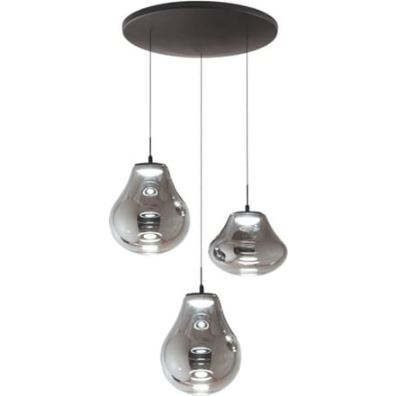 Fabas Luce LED hanglamp Deva, 3-lamps, Ø 50 cm, grijs, CCT, dimbaar