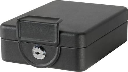 Geldkist - onderbouw kluisje - afsluitbaar met sleutel - inschuifframe - metaal - zwart - 16 cm