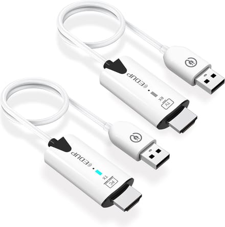 EDUP HDMI Transmitter en Receiver - Draadloze 1080P@60Hz Zender en Ontvanger - USB WiFi HD Schermspiegeling - Voor Windows, Android, macOS - 30m Bereik - Wit