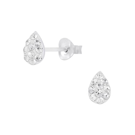 Joy|S - Zilveren druppel oorbellen - 5 x 7 mm - kristal