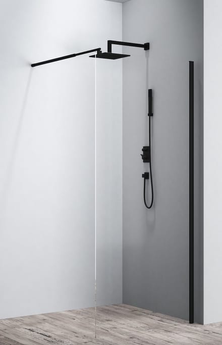 LINEA UNO - LINEA UNO - Roka 80 x 200 - 8mm - Inloopdouche - - Nano coating - Easy Clean - Douchewand - 101080BLK - - 101080BLK