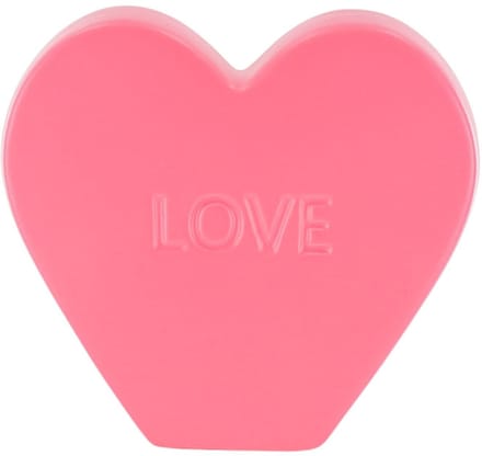 Ornament - Deco hart met tekst 'HAPPY' - Keramiek - Neonroze - Hart maat S