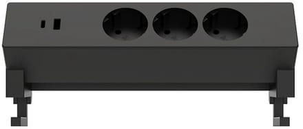 Stekkerdoos Euroseats opbouw 3 voudig USB A+C zwart