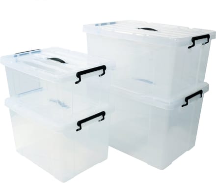 Alpac Opbergboxen - Kunststof - 35, 48, 65 en 85 Liter - Transparant - Set van 4