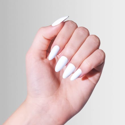 Artistic Nail Design Colourluxe Press On Tips ' Whiteout Glam ' ( Short Almond )