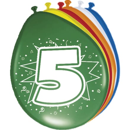 Folat BV Number Balloons 5 years 8pcs.