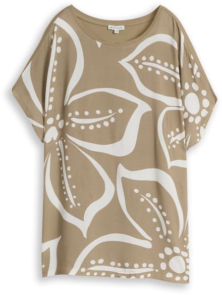Tom Tailor - Plus Size - T-shirt van gemengde materialen - Maat 46 - Silver Olive
