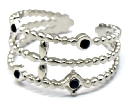 Ring met Kralen - RVS - One Size - Zilverkleurig