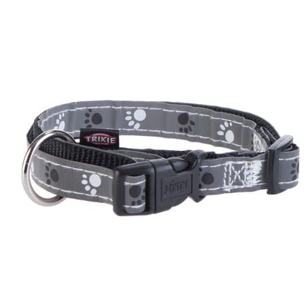 Trixie Zilver Reflect Halsband S-M: 30-45 cm/15 mm black/silver Grijs