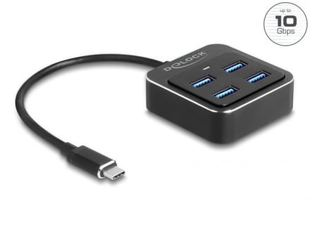Delock USB 3.2 Gen 2 USB Type-C™ Hub with 4 x USB Type-A female – 10 Gbps