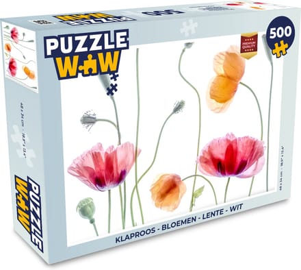 Puzzel Klaproos - Bloemen - Lente - Wit - Legpuzzel - Puzzel 500 stukjes