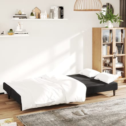 vidaXL - Slaapbank - 2-zits - fluweel - zwart