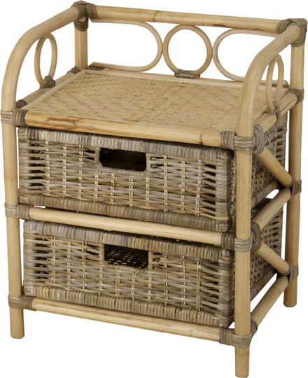 Rotan ladekast met 2 laden