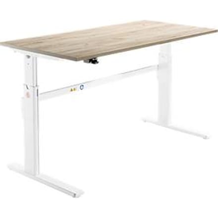 Schäfer Shop  Select Bureau, elektrisch in hoogte verstelbaar, rechthoekig, C-poot, eiken/wit, B 1800 mm