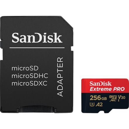 SanDisk Extreme PRO microSDXC-kaart 256 GB Class 10, UHS-I, v30 Video Speed Class Schokbestendig, Waterdicht