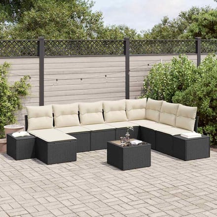 vidaXL Tuin Sofa Set 9 st Zwart poly rattan