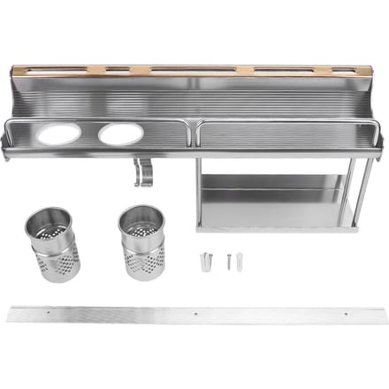 Wandgemonteerd Kruidenrek Aluminiumlegering Wand Keukengerei Organizer met Dubbele Eetstokjeshouder voor gray