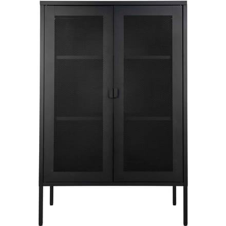 House-Nordic-Vitrinekast-Anna-met-gaasdeur-zwart