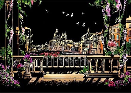 Scratch Art  Venice - 410 x 287 mm - Kras tekeningen - Scratch painting