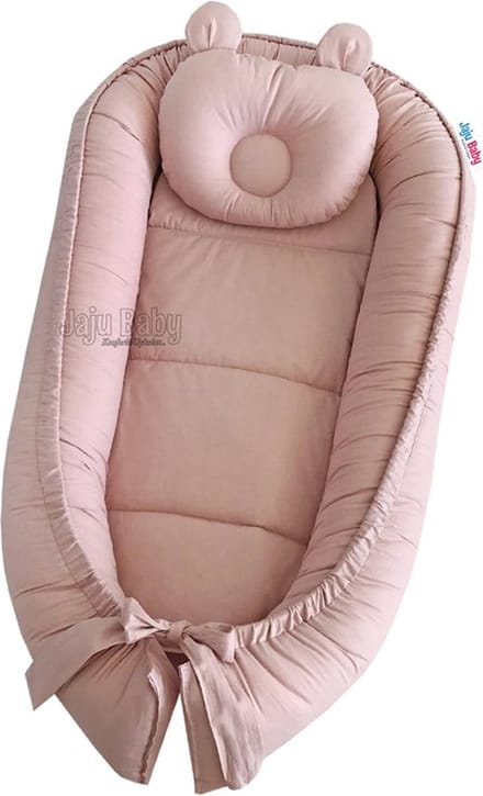 SNS Baby - Babynestje en Hoofdkussen- Poeder - 74 x 40 cm