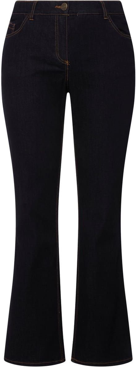 Ulla Popken - Dames - Jeans Marie bootcut comfortabele tailleband 5-pocketmodel - Donkerblauw denim - Maat 30