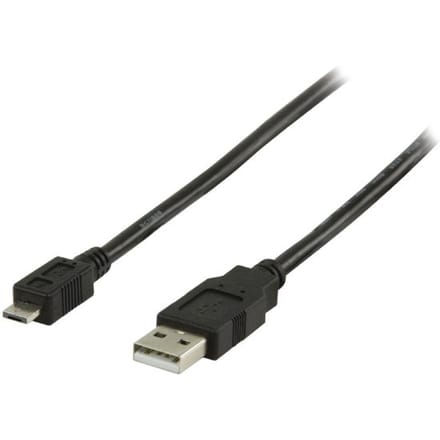 Valueline 1m, USB 2.0 A - micro A USB-kabel USB A Micro-USB A Zwart