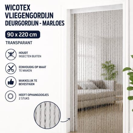 Wicotex - Vliegengordijn - Deurgordijn - Marloes 90x220 cm Transparant