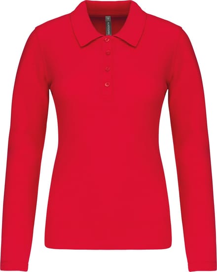 Kariban Piqué-damespolo lange mouwen K257 - Red - S