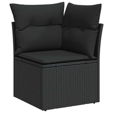 vidaXL - Tuinbank - Set - 9 - st - Zwart - [Synthetisch]: - Poly - Riet