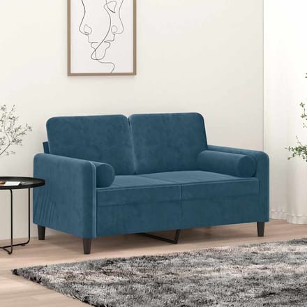 Vidaxl Decoratieve Kussens, 2 Stuks, Blauw, Ø15X50 Cm, Fluweel