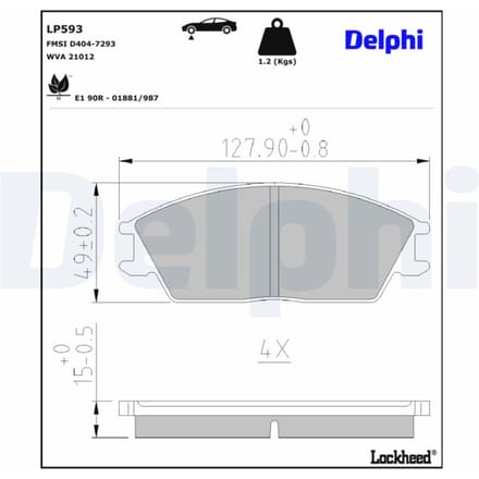 Remblokkenset, schijfrem DELPHI LP593