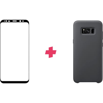 Bundel: Samsung Galaxy S8 screenprotector + Zwart Siliconen hoesje