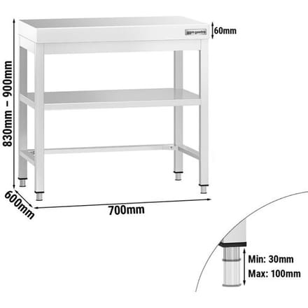 GGM Gastro RVS werktafel PREMIUM - 700x600mm - met onderschap