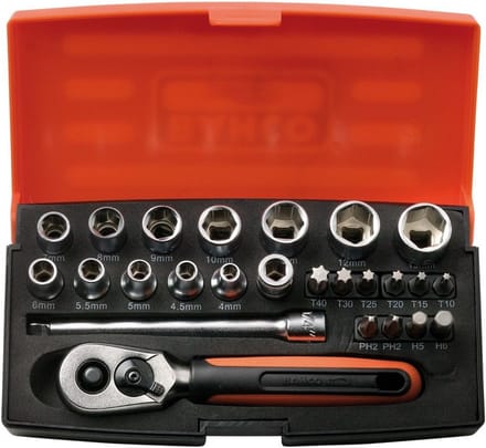 Dopsleutelset 1/4 Inch - 25 Delig Met Ratel en Bits - Professioneel Gereedschap