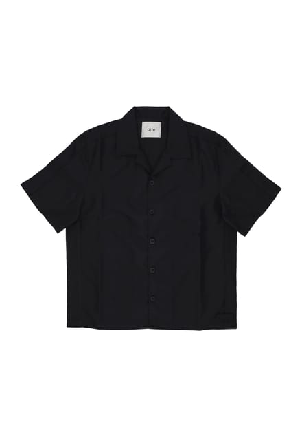 Shirt Sleeve korte man linnen Shirt zwart