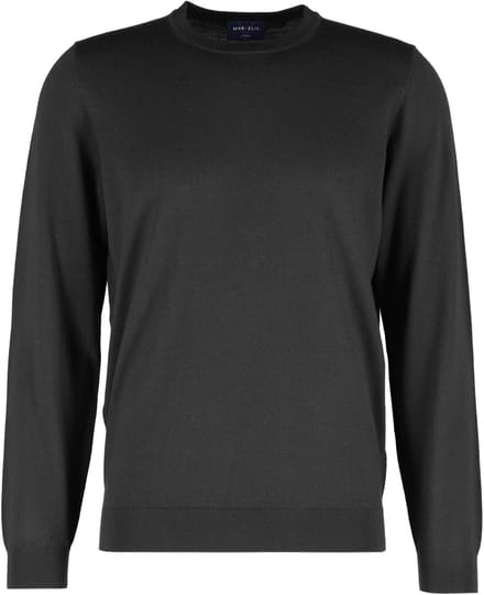 MARVELIS modern fit trui wol - O-hals - zwart