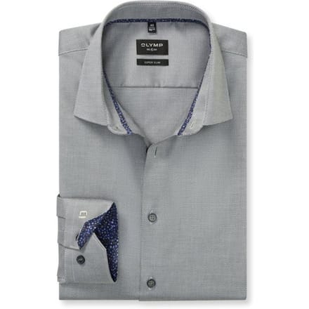 OLYMP No. Six Overhemd, Super Slim, New York Kent, Grijsgroen