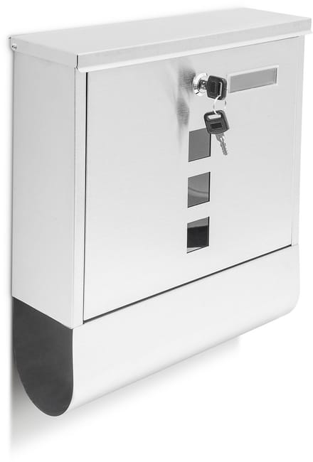 brievenbus - rvs - met slot - 2 sleutels - krantenrol - wandmontage - modern - wit