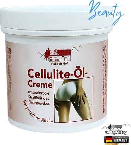 Pullach hof - Anti Cellulitis Crème & Olie - 250ml - Met 100% Pure Tea Tree Olie - Bindweefsel Verstevigend - Tegen Sinaasappelhuid - Massage Crème