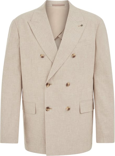 WE Fashion Heren slim fit double breasted blazer met micropatroon