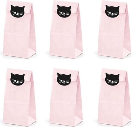 PartyDeco Traktatiezakjes Kat pk/6