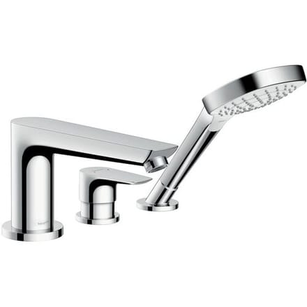 Hansgrohe Talis e Afdekset - 3 gats badrandcombinatie - inclusief Secuflex slanggarnituur - hoogglans chroom
