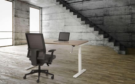Bureau Teez Slinger zit/zit verstelbaar breed 160CM diep 80CM bladkleur Kersen framekleur Wit (RAL9010)