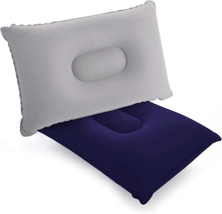 Set van 2 Compacte Opblaasbare Camping- en Reiskussens Grijs en Blauw