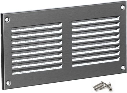 RVS Ventilatie Rooster 20x10 cm met Insectenhor - Metaal Afvoer Rooster