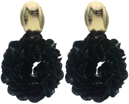 Oorbellen shiny – zwart – 6,5x4 cm